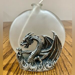 Pewter dragon frosted vase oil lamp